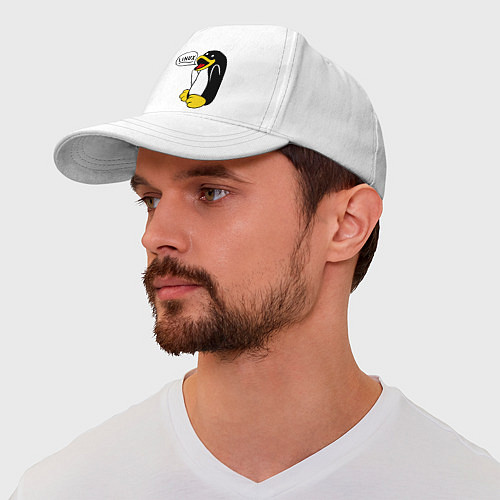 Бейсболка Пингвин: Linux / Белый – фото 2