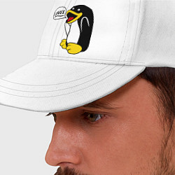 Бейсболка Пингвин: Linux, цвет: белый — фото 2