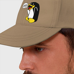 Бейсболка Пингвин: Linux цвета миндальный — фото 2
