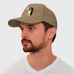 Бейсболка Пингвин: Linux, цвет: миндальный — фото 2