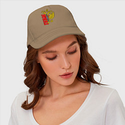 Бейсболка Иван с золотым гербом РФ, цвет: миндальный — фото 2