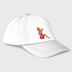 Бейсболка Красивая девушка с коктейлем, цвет: белый