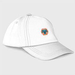 Бейсболка Череп с рогами на фоне огне, цвет: белый