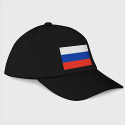 Бейсболка Триколор - флаг России плетёный, цвет: черный
