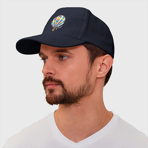 Бейсболка Яркий воздушный шар белая надпись / Тёмно-синий – фото 2