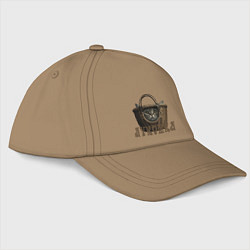 Бейсболка Мем кошка-лукошка корзинка, цвет: миндальный