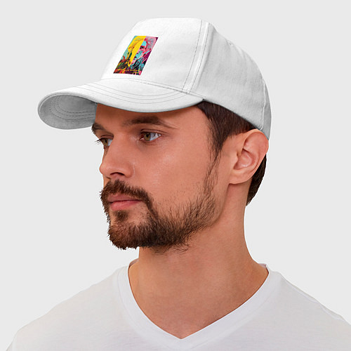 Бейсболка Andy Warhol - self-portrait - neural network / Белый – фото 2