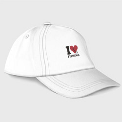 Бейсболка I love fishing, цвет: белый