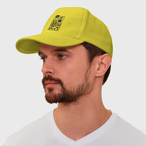 Бейсболка Есть спать электро / Желтый – фото 2