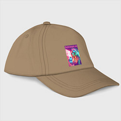 Бейсболка Cool dude Dino with a mug of beer - ai art, цвет: миндальный