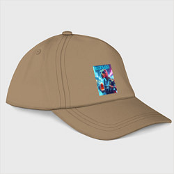 Бейсболка Cyber cool dude Dino - ai art fantasy, цвет: миндальный
