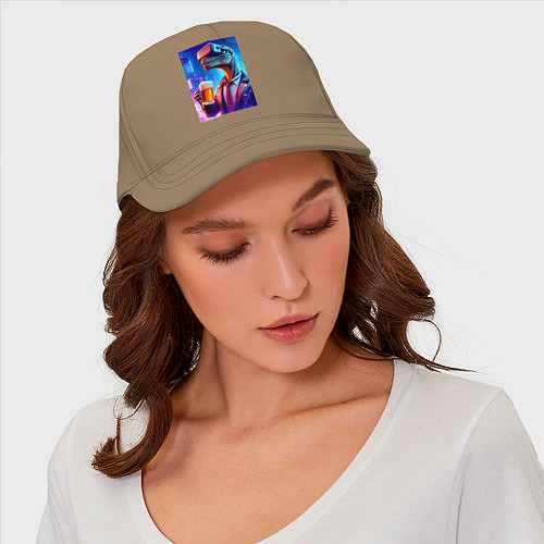 Бейсболка Пивозавр в виртуальных очках - нейроарт / Миндальный – фото 4