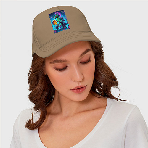 Бейсболка Пивозавр в роли годзиллы - нейроарт / Миндальный – фото 4
