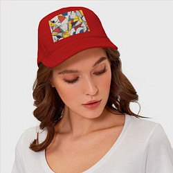 Бейсболка Поп-арт яркая абстракция, цвет: красный — фото 2