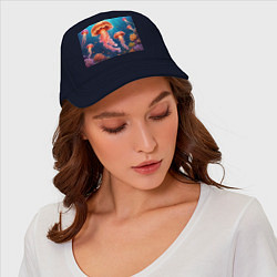 Бейсболка Подводный мир медузы, цвет: тёмно-синий — фото 2