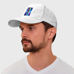 Бейсболка Cyber Bart - ai art neon, цвет: белый — фото 2