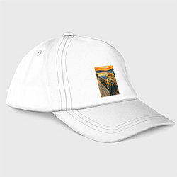 Бейсболка Лев кричит - мем картина от нейросети, цвет: белый