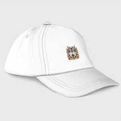 Бейсболка Голова волка в цветах