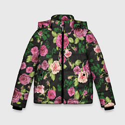 Куртка зимняя для мальчика Кусты из роз, цвет: 3D-черный
