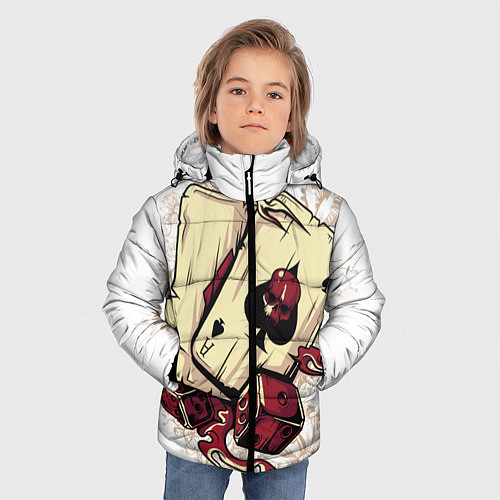 Зимняя куртка для мальчика Жизнь это игра / 3D-Светло-серый – фото 3