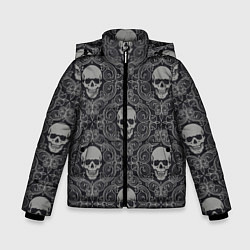 Куртка зимняя для мальчика Ажурные черепа, цвет: 3D-черный