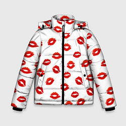 Куртка зимняя для мальчика Поцелуйчики, цвет: 3D-черный