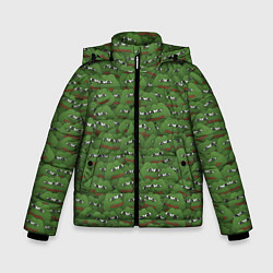 Куртка зимняя для мальчика Грустные лягушки, цвет: 3D-черный