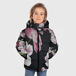 Куртка зимняя для мальчика Цветы на черном фоне, цвет: 3D-светло-серый — фото 2