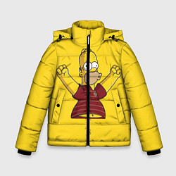 Куртка зимняя для мальчика Гомер-болельщик, цвет: 3D-черный