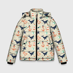 Куртка зимняя для мальчика Морской узор, цвет: 3D-черный