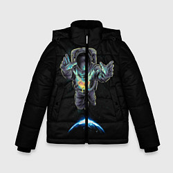 Куртка зимняя для мальчика Космическая бабочка, цвет: 3D-черный