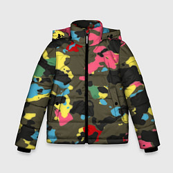 Куртка зимняя для мальчика Цветной камуфляж, цвет: 3D-черный