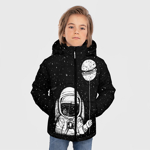 Зимняя куртка для мальчика Астронавт с шариком / 3D-Светло-серый – фото 3