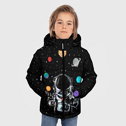 Куртка зимняя для мальчика Космический жонглер, цвет: 3D-черный — фото 2