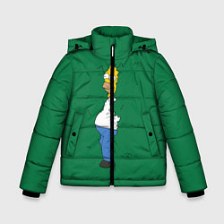 Куртка зимняя для мальчика Гомер в кустах, цвет: 3D-черный