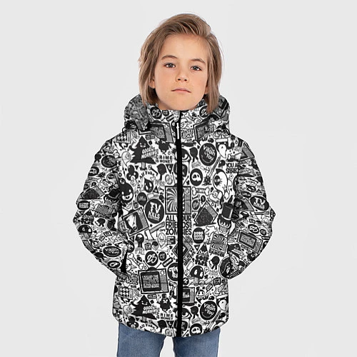 Зимняя куртка для мальчика Стикербомбинг / 3D-Светло-серый – фото 3