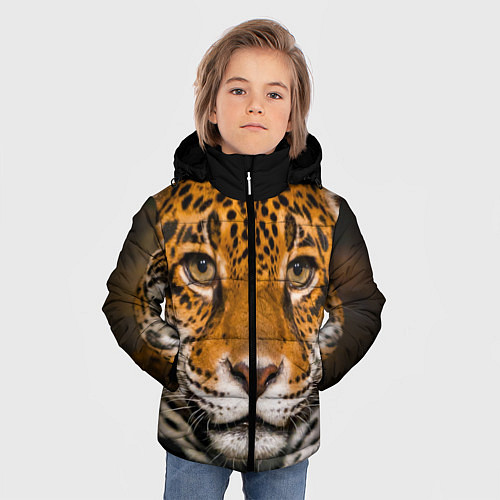 Зимняя куртка для мальчика Взгляд ягуара / 3D-Светло-серый – фото 3