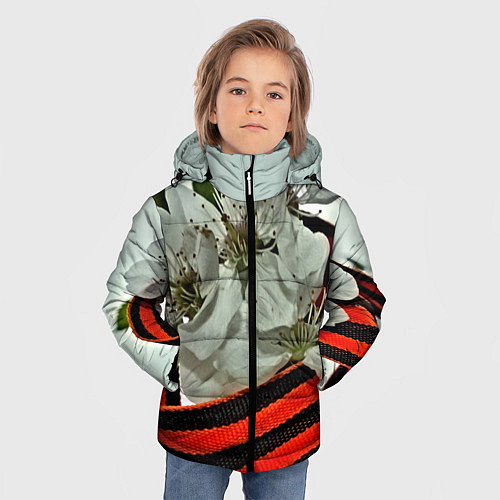 Зимняя куртка для мальчика Георгиевская лента / 3D-Светло-серый – фото 3