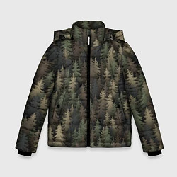 Куртка зимняя для мальчика Лесной камуфляж, цвет: 3D-черный