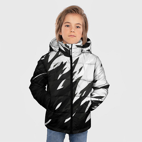 Зимняя куртка для мальчика Black & white / 3D-Светло-серый – фото 3