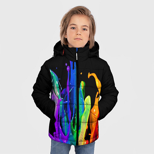 Зимняя куртка для мальчика Всплеск красок / 3D-Светло-серый – фото 3