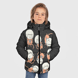 Куртка зимняя для мальчика Космические котики, цвет: 3D-черный — фото 2