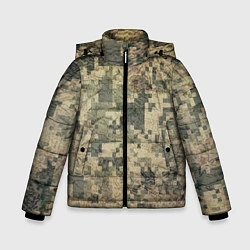 Куртка зимняя для мальчика Камуфляж пиксельный: хаки, цвет: 3D-черный