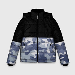 Куртка зимняя для мальчика Камуфляж: черный/голубой, цвет: 3D-черный