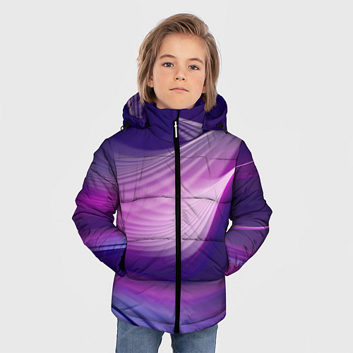 Зимняя куртка для мальчика Фиолетовые Волны / 3D-Светло-серый – фото 3