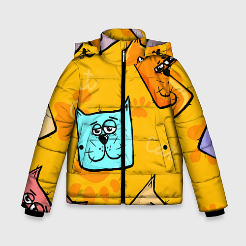 Зимняя куртка для мальчика Котики / 3D-Светло-серый – фото 1