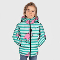 Куртка зимняя для мальчика Полосатые фламинго, цвет: 3D-черный — фото 2