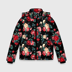 Куртка зимняя для мальчика Кустовые розы, цвет: 3D-черный