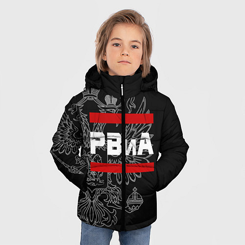 Зимняя куртка для мальчика РВиА: герб РФ / 3D-Светло-серый – фото 3
