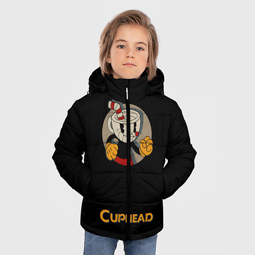 Зимняя куртка для мальчика Cuphead: Black Mugman / 3D-Светло-серый – фото 3